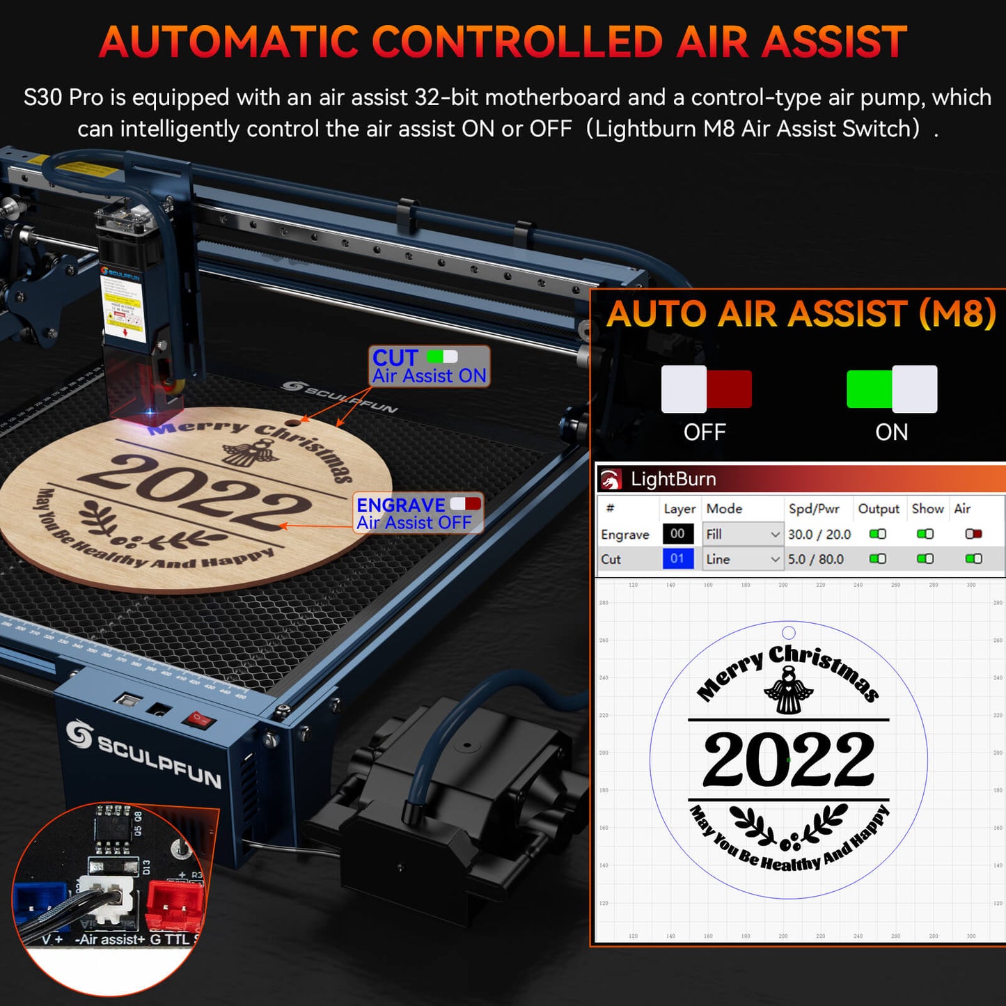 SCULPFUN S30 Pro: 10W Laser Engraving Machine with Automatic Air-Assist