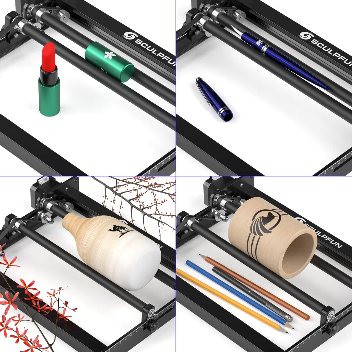SCULPFUN Laser Rotary Roller For Laser Engraver Y-axis Rotary Roller 360°Rotating