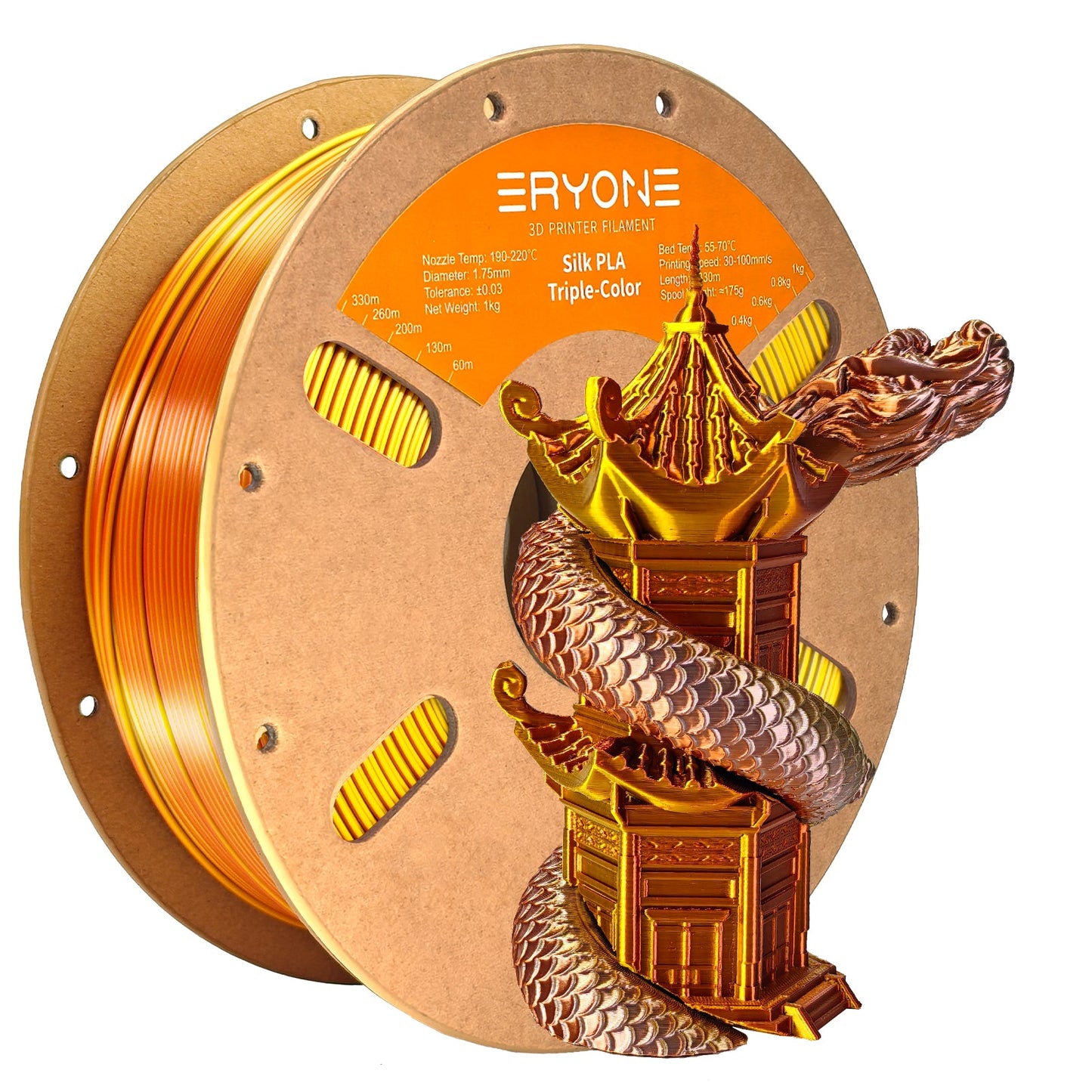 PLA Silk Triple-Color Filament - 1.75mm±0.03mm (1kg)