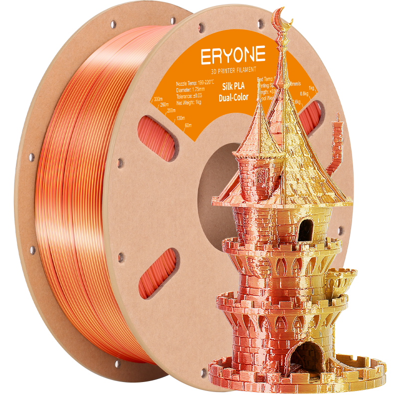 PLA Silk Dual-Color Filament - 1.75mm±0.03mm (1kg)
