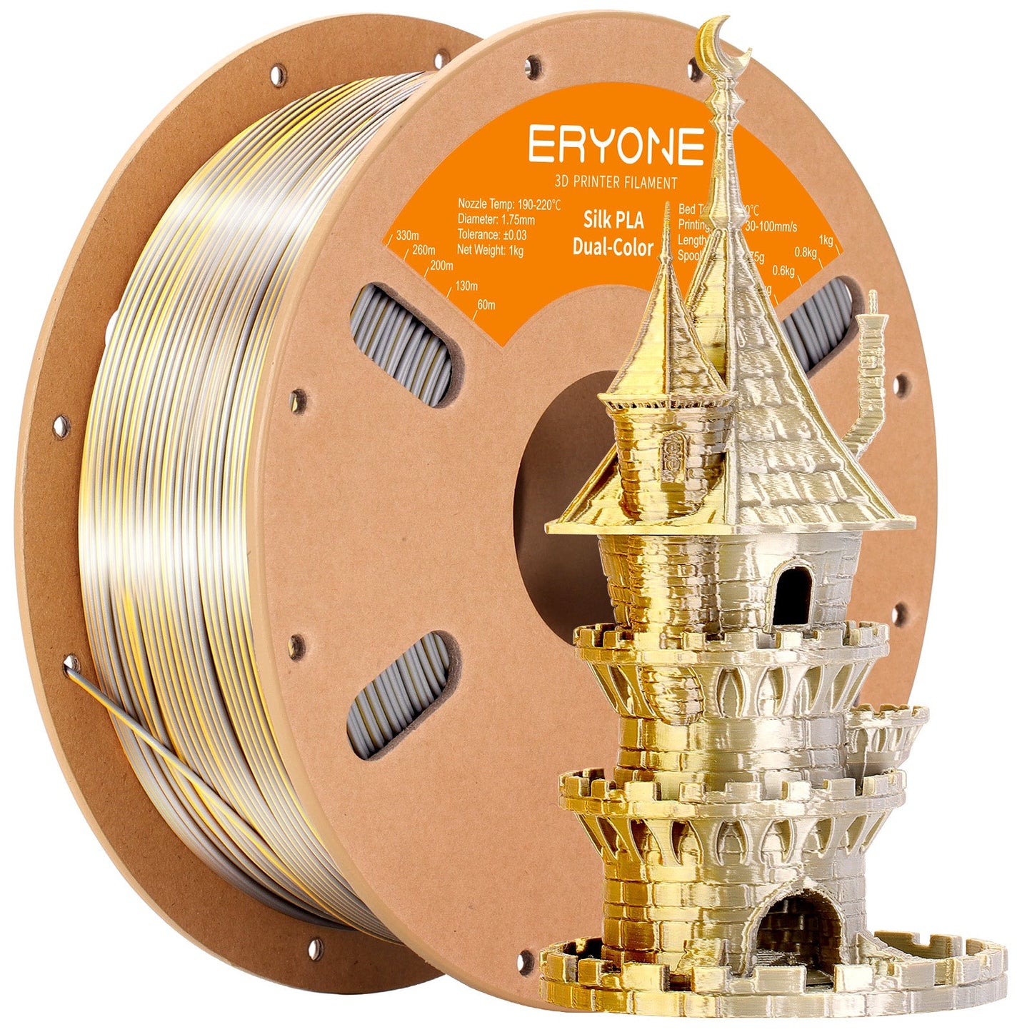 PLA Silk Dual-Color Filament - 1.75mm±0.03mm (1kg)