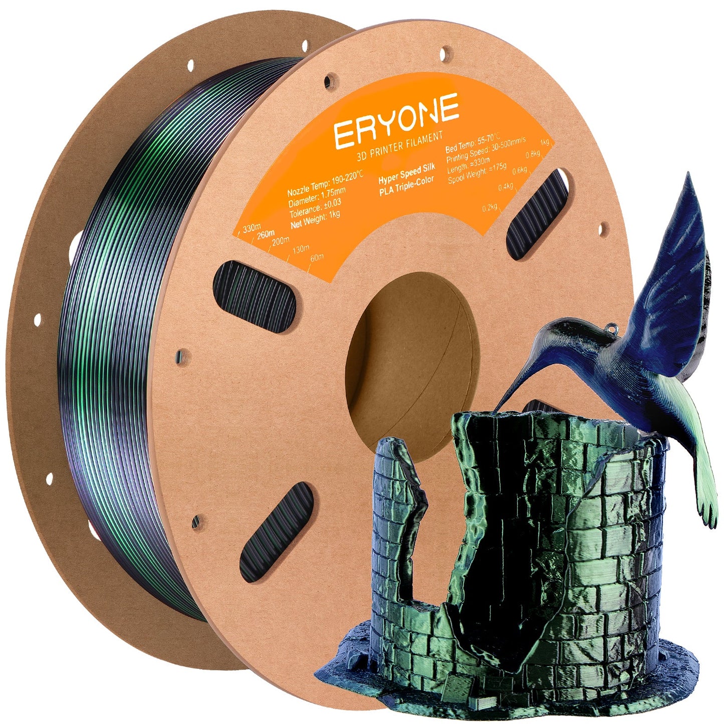PLA Silk Triple-Color Filament - 1.75mm±0.03mm (1kg)