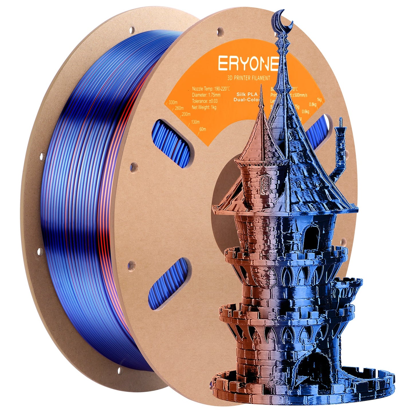 PLA Silk Dual-Color Filament - 1.75mm±0.03mm (1kg)
