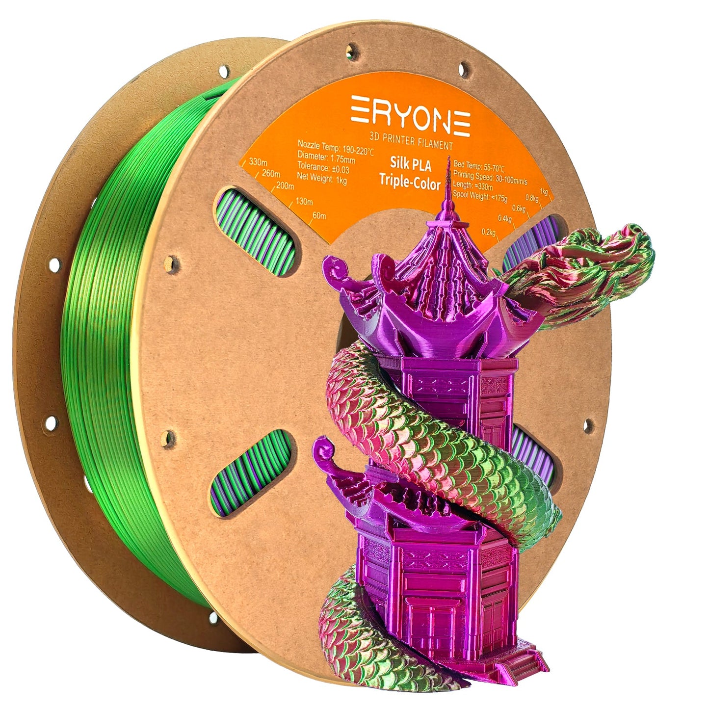 PLA Silk Triple-Color Filament - 1.75mm±0.03mm (1kg)