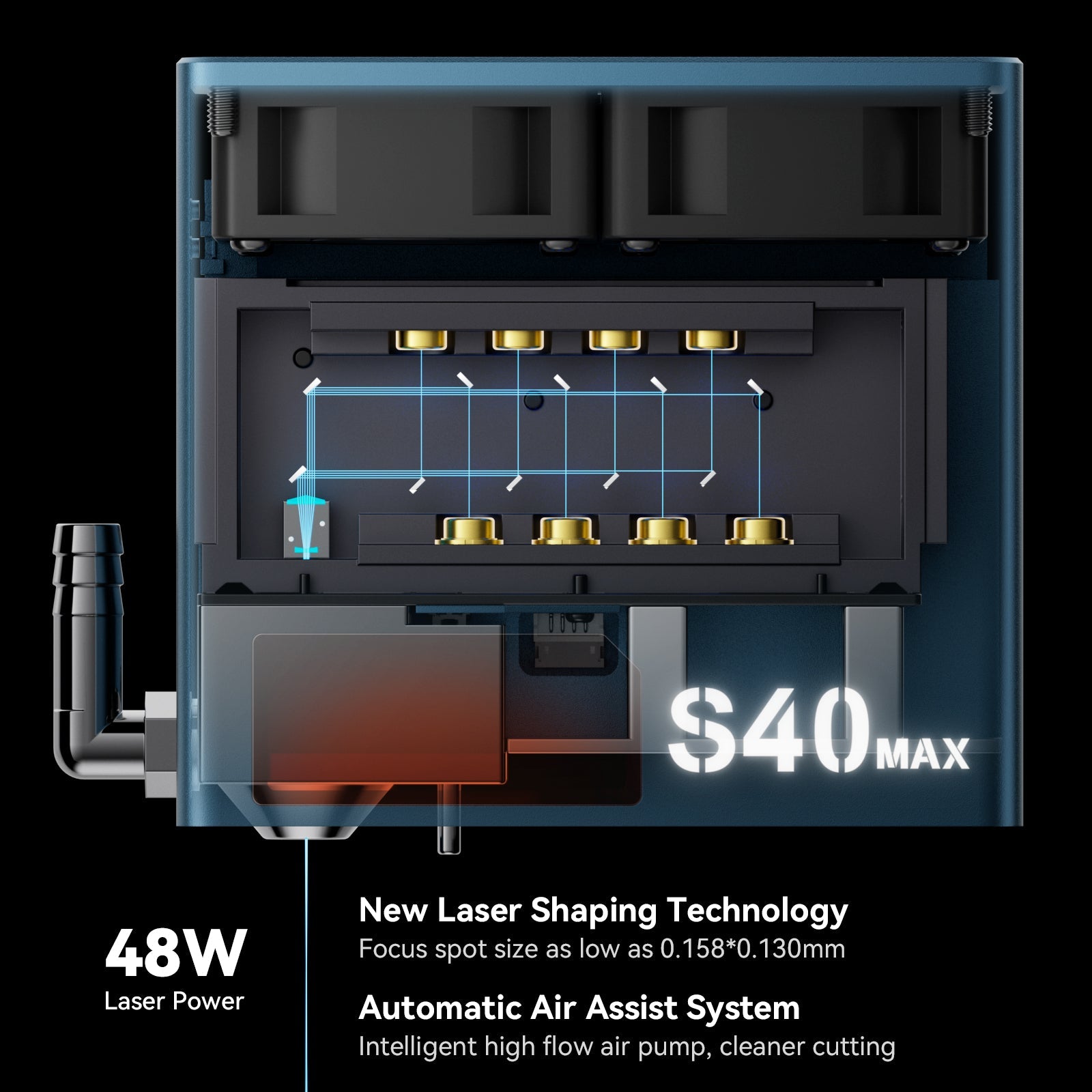 Sculpfun S40 MAX 48W Laser Engraver Cutting Machine 830*800mm Engraving Area