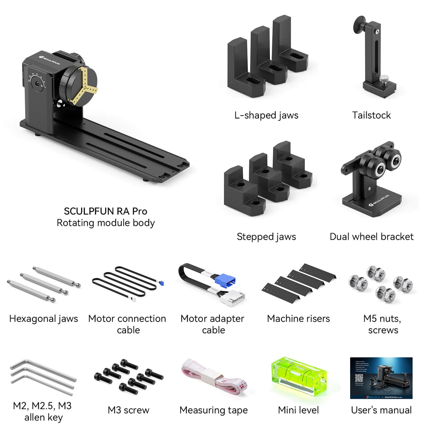 SCULPFUN RA Pro Rotary Chuck for Laser Engraver