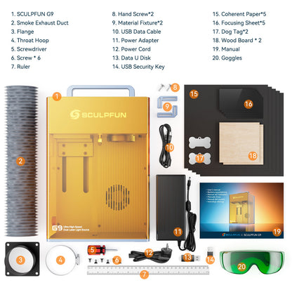 SCULPFUN G9 Portable Laser Engraver with 2W IR + 10W Diode Laser