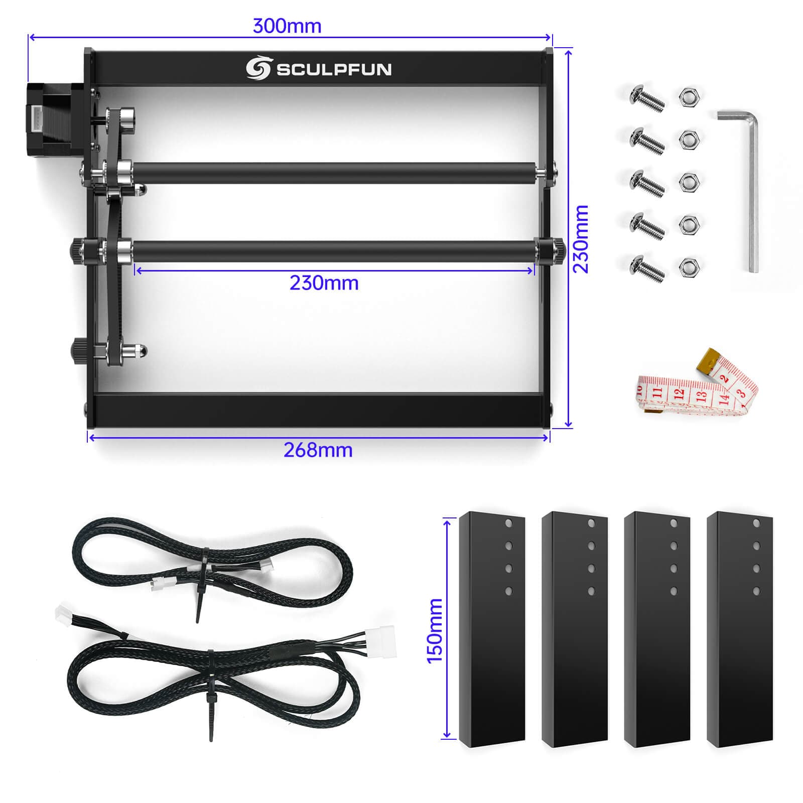 SCULPFUN Laser Rotary Roller For Laser Engraver Y-axis Rotary Roller 360°Rotating