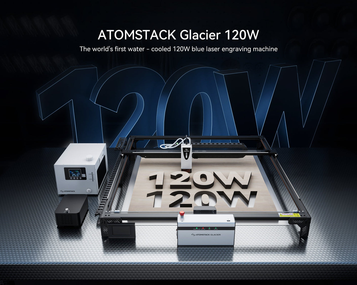 AtomStack Glacier 120W/90W Wassergekühlter Diodenlaser-Gravierer