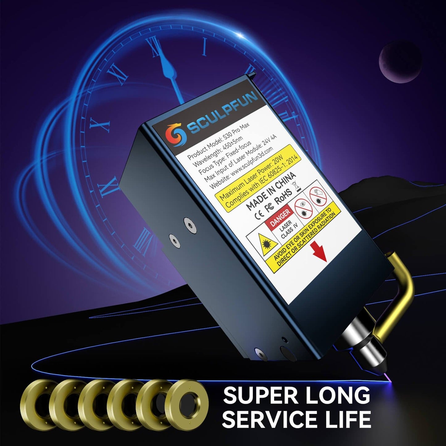 SCULPFUN S30 Pro Max/Ultra-22W/Ultra-33W original lens 6Pcs